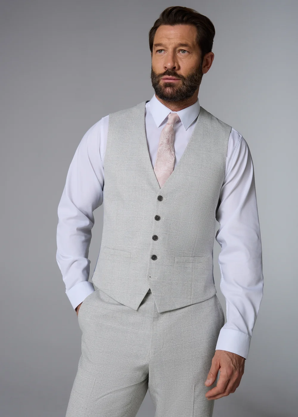 Taylor & Wright Elwood Grey Check Waistcoat - Extra small Image 1
