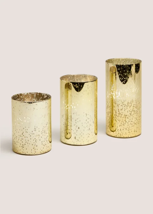 3 Pack Gold LED Candles Image 1