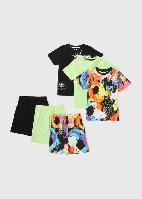 3 Pack Boys Multicolour Football Pyjama Set (7-13yrs) - Age 7 Years Image 1