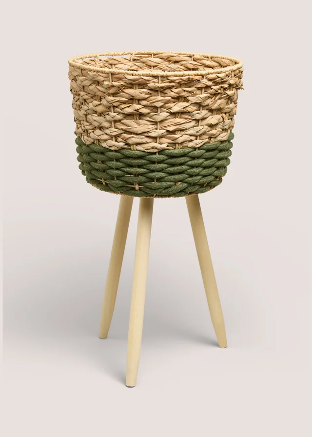 Green & Beige Weave Planter