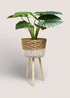 White & Beige Weave Planter Image 2