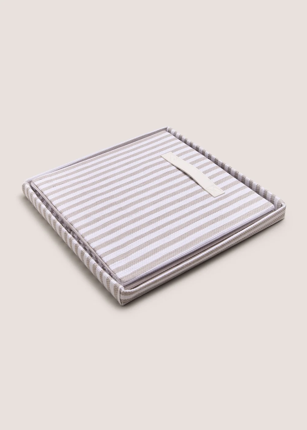 Grey Striped Foldable Storage Box Image 2