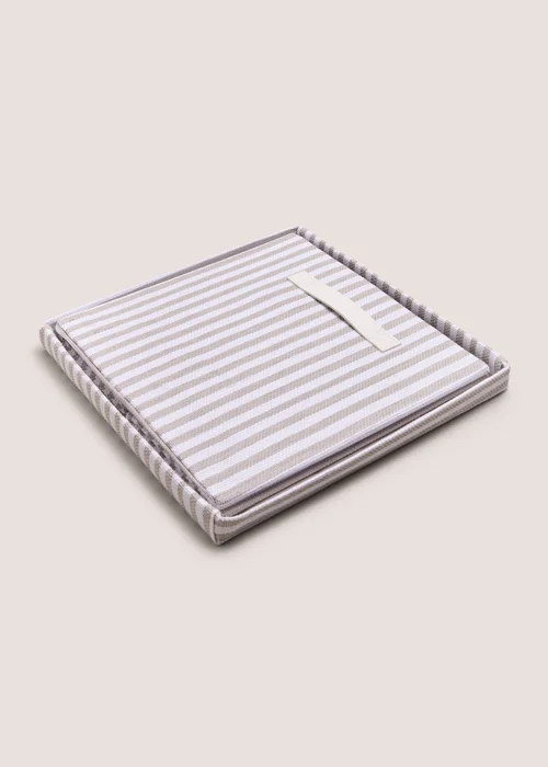 Grey Striped Foldable Storage Box Image 2