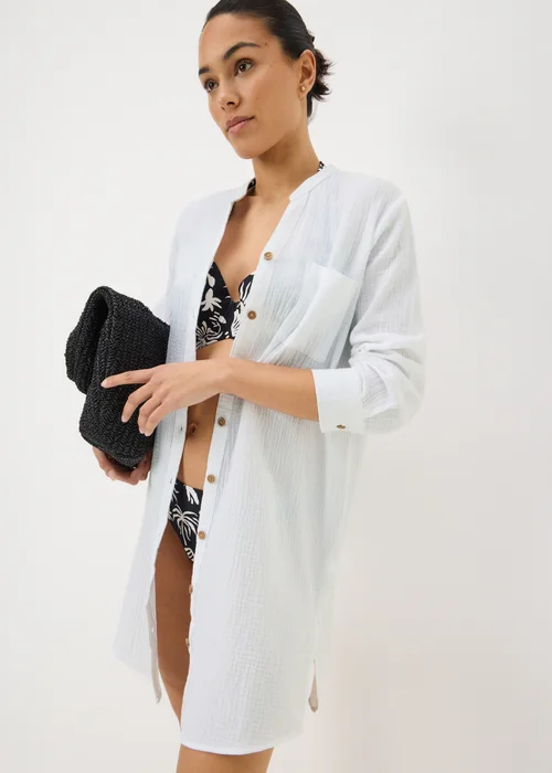 White Double Cloth Beach Shirt - Large Image 1