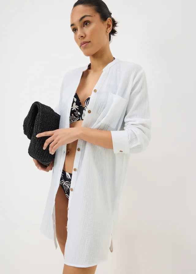 White Double Cloth Beach Shirt