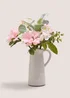 Pink Flowers In White Jug Image 1