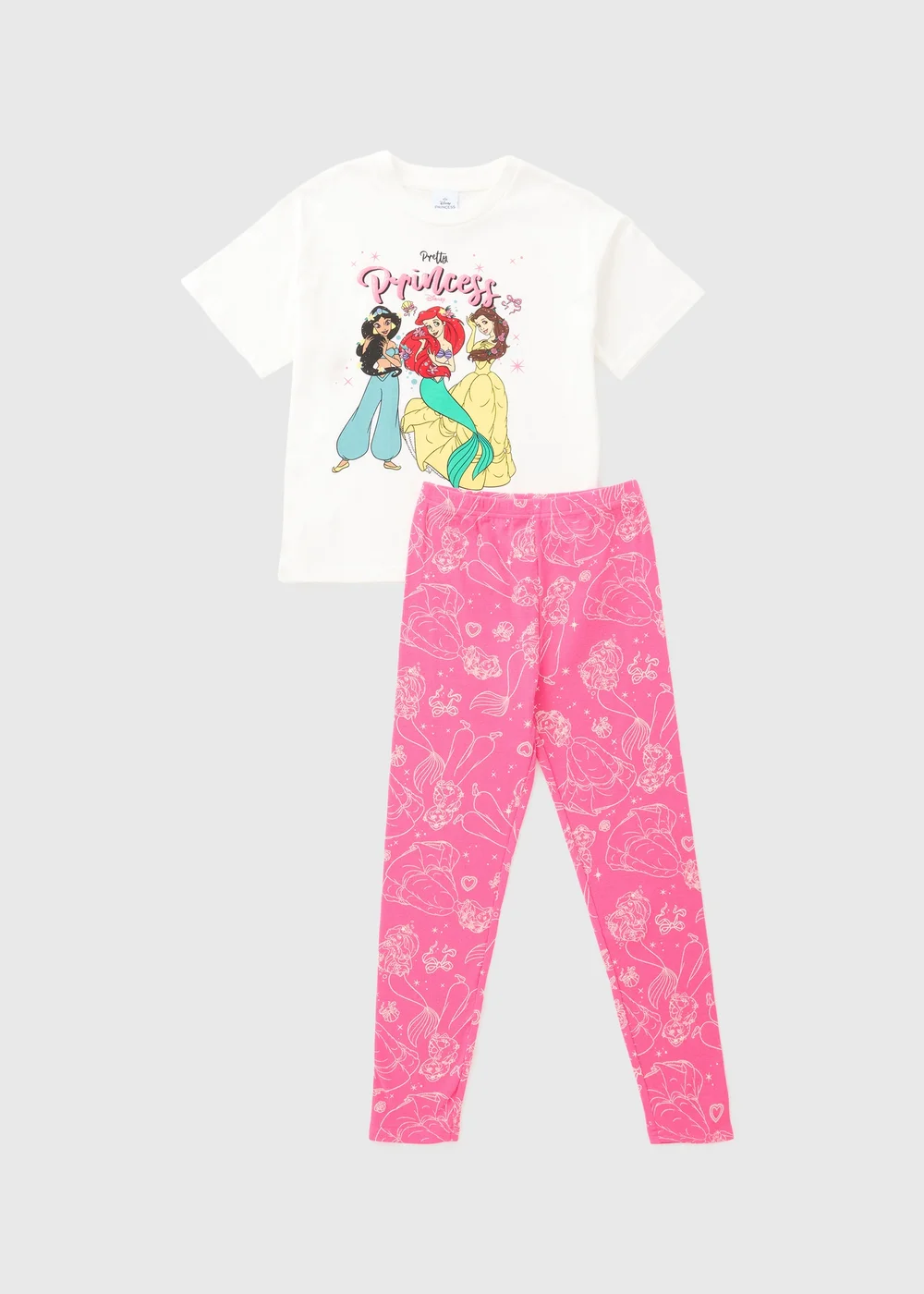 Disney Princess Girls White Pyjama Set (3-9yrs) - Age 3 Years Image 1