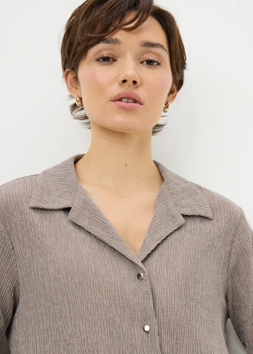 Papaya Petite Taupe Textured Co Ord Shirt - Size 6 Image 2