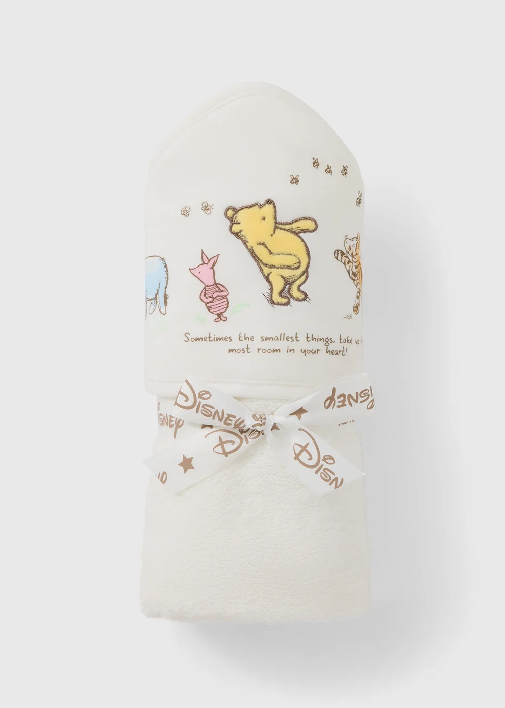 Disney Baby Cream Winnie The Pooh Towelling Wrap & Mitt - One Size Image 1