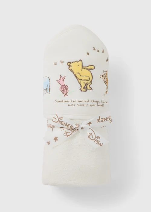 Disney Baby Cream Winnie The Pooh Towelling Wrap & Mitt - One Size Image 1