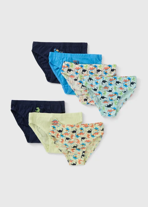 7 Pack Boys Multicolour Dino Briefs (1.5-11yrs) - 1.5 - 2 Years Image 1