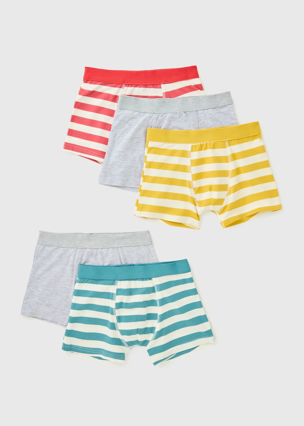 5 Pack Boys Multicolour Stripe Trunks (6-13yrs) - Age 6 - 7 Years Image 1