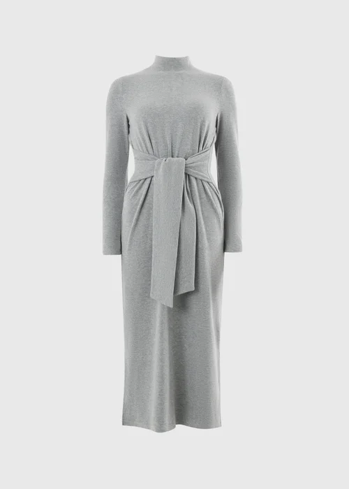 Papaya Petite Grey Tie Jersey Midi Dress - 8 Image 4