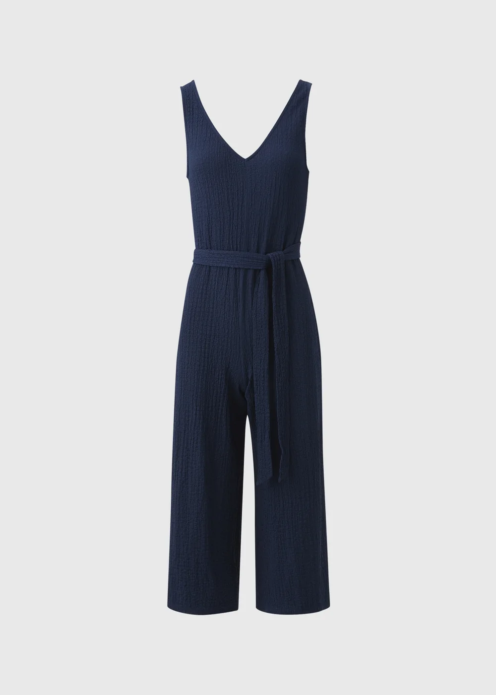 Papaya Petite Navy Crinkle Belted Culotte Jumpsuit - 6 Image 3