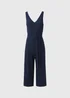 Papaya Petite Navy Crinkle Belted Culotte Jumpsuit - 6 Image 3