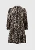 Papaya Petite Brown Leopard Print Mini Shirt Dress - 8 Image 1