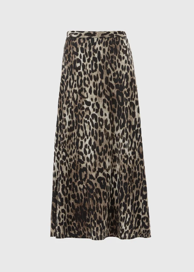 Papaya Petite Brown Leopard Print Co Ord Midaxi Skirt