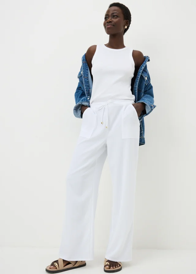 White Full Length Clipper Trousers