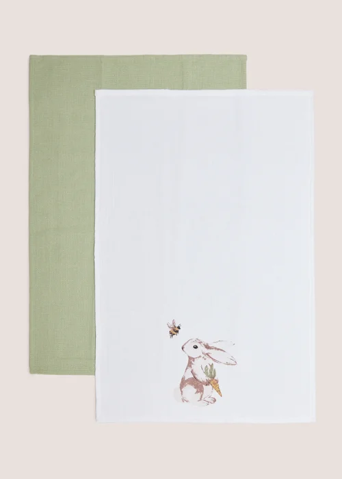 2 Pack Rabbit Tea Towels Image 1