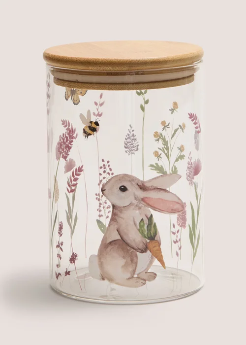 Rabbit Printed Glass Jar Image 1