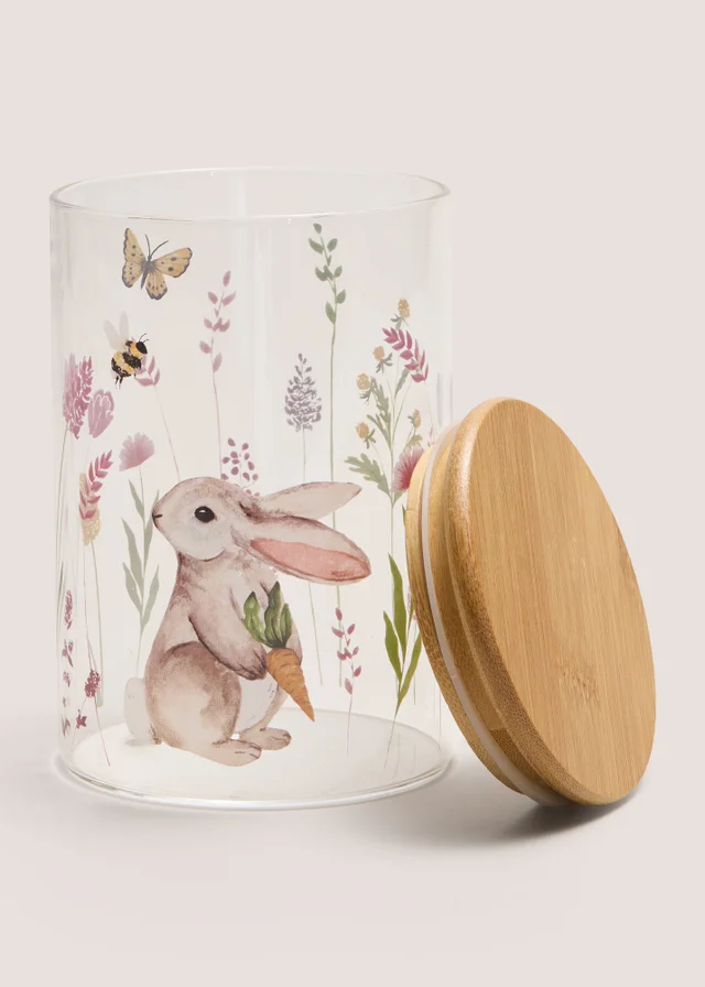 Rabbit Printed Glass Jar