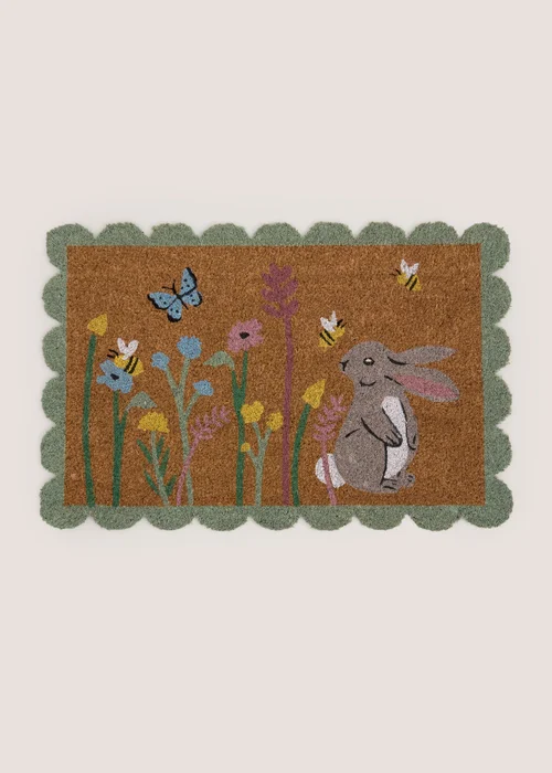 Rabbit Scalloped Edge Door Mat Image 1