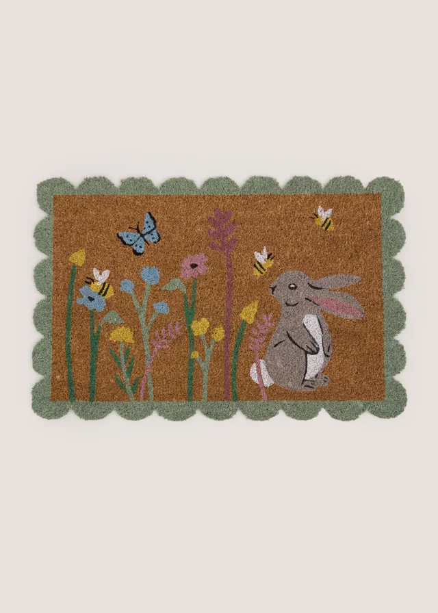 Rabbit Scalloped Edge Door Mat
