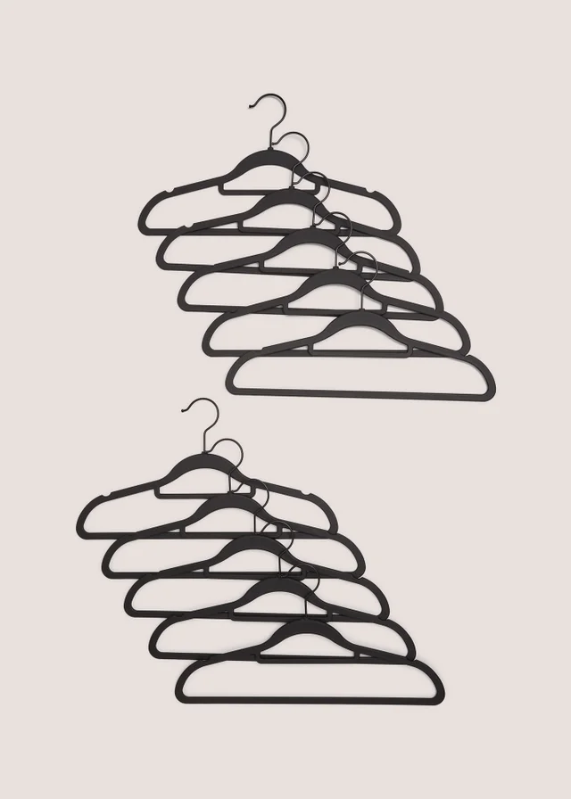 10 Pack Black Rubber Clothes Hangers