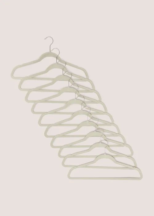 30 Pack Green Flocked Clothes Hangers Image 1