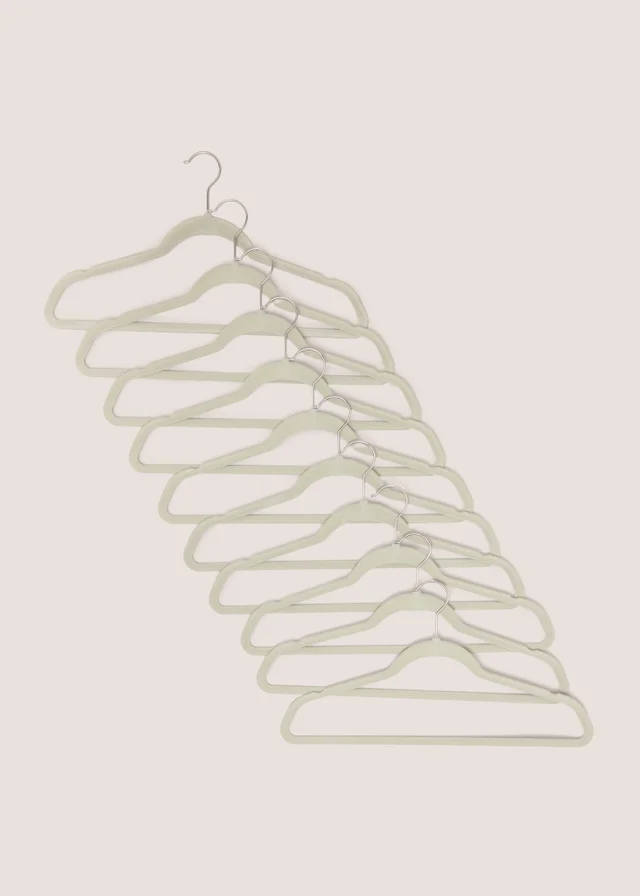 30 Pack Green Flocked Clothes Hangers