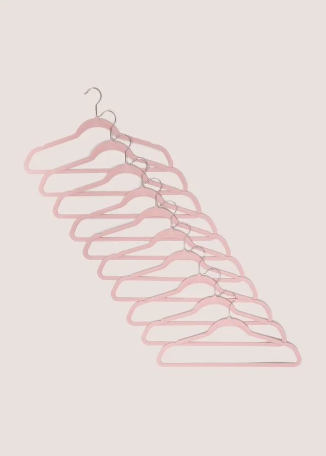 30 Pack Pink Flocked Hangers