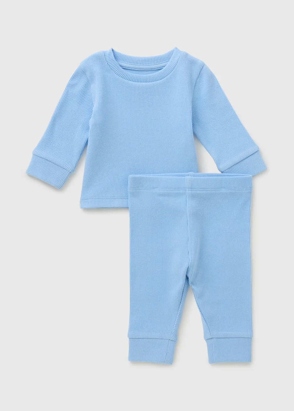 Baby Blue Ribbed Top & Legging Set (Newborn-23mths) - Up to 1 Month Image 1