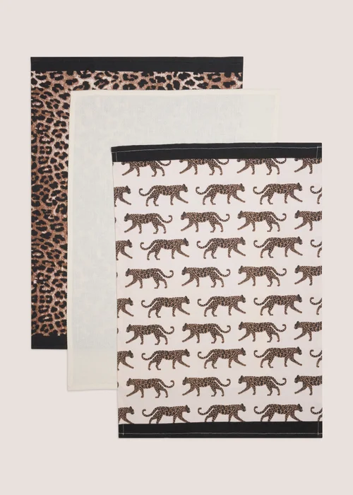 3 Pack Leopard Tea Towels Image 1