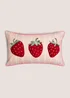 Pink Strawberry Embroidered Cushion Image 1