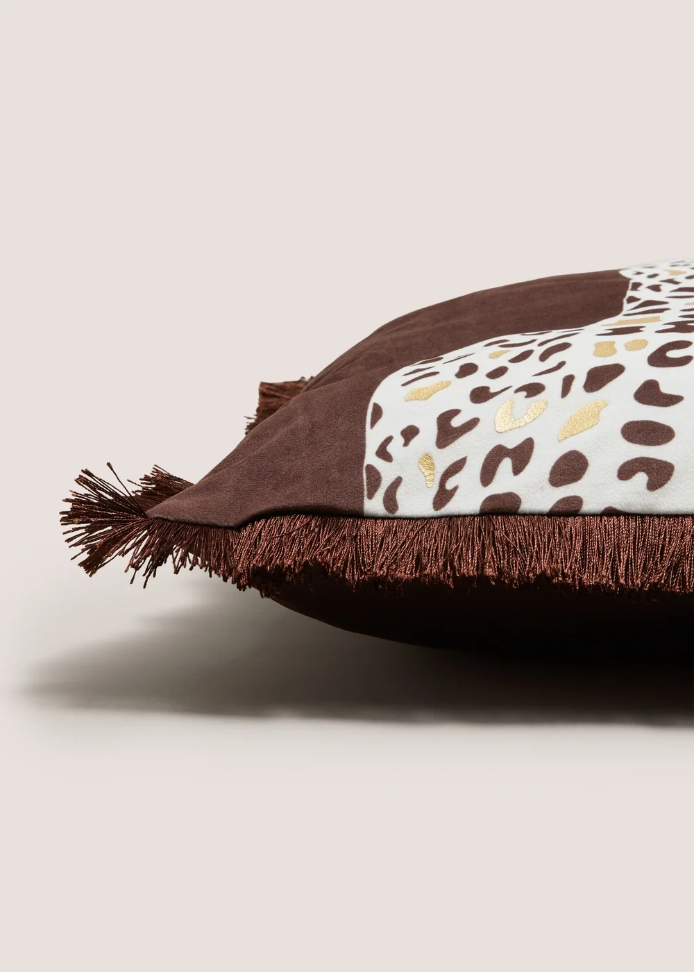 Brown Leopard Fringe Cushion Image 2