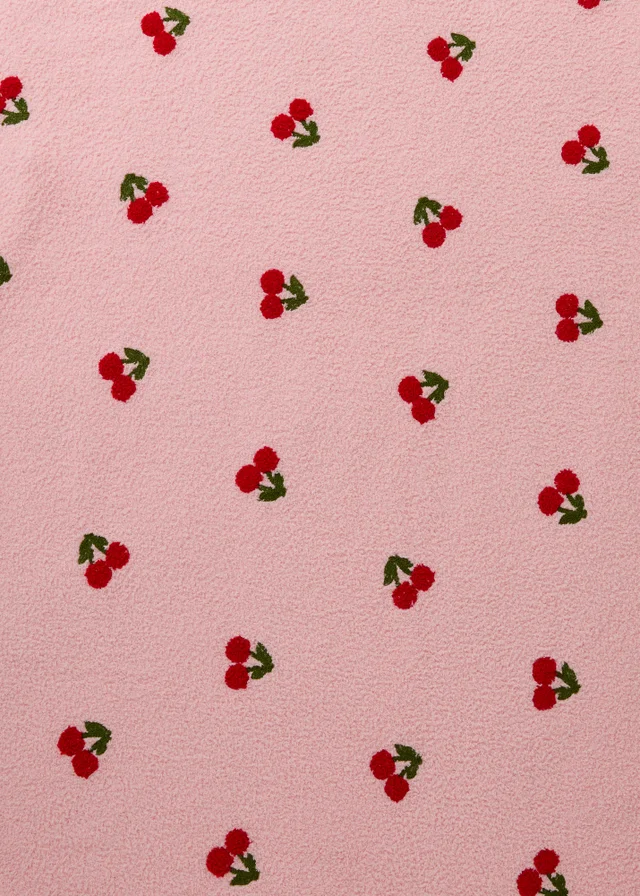 Pink Cherry Embroidered Throw