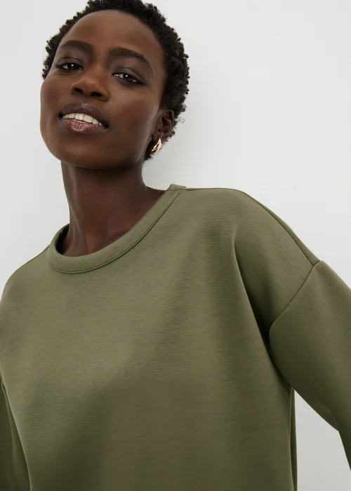 Khaki Scuba Boxy T-Shirt Co Ord - Medium Image 3