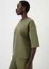 Khaki Scuba Boxy T-Shirt Co Ord - Medium Image 2