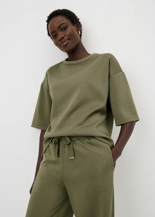 Khaki Scuba Boxy T-Shirt Co Ord - Medium Image 1