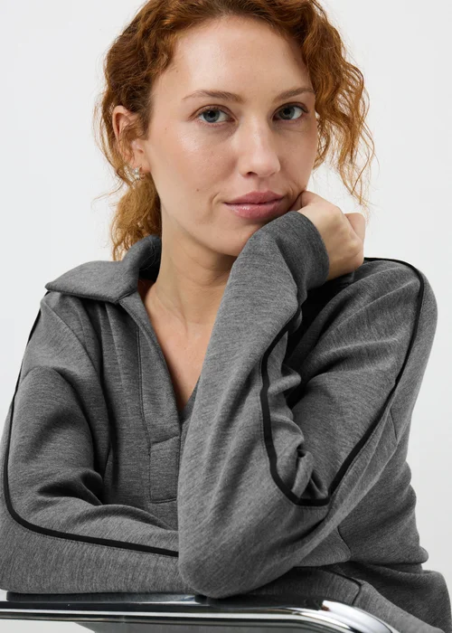 Charcoal Scuba Collared Top - Size 8 Image 3