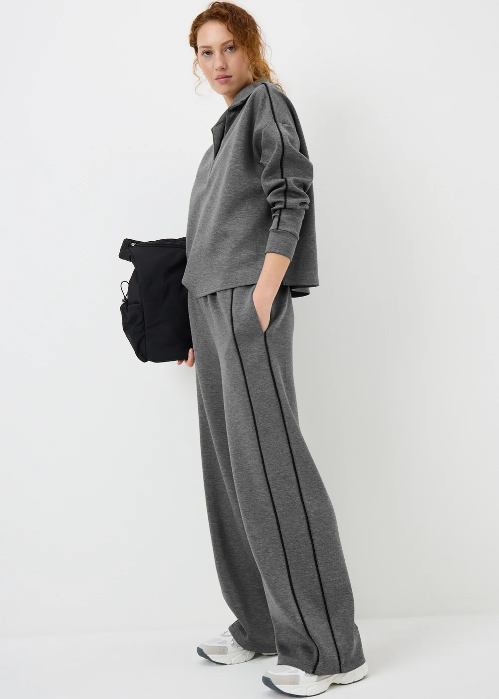 Charcoal Scuba Collared Top - Size 8 Image 2