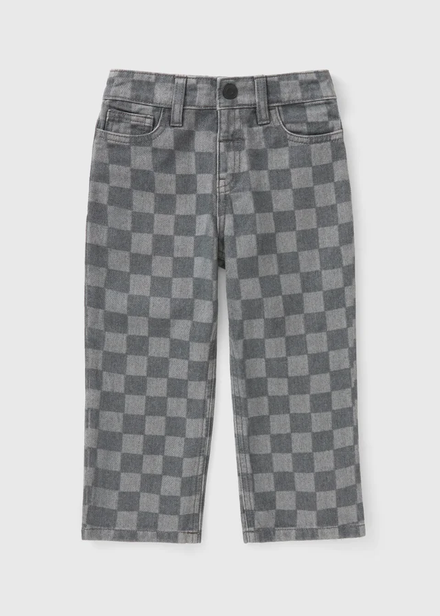 Boys Grey Checkerboard Jeans (1-7yrs)