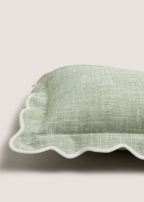 Green Scallop Edge Cushion Image 2