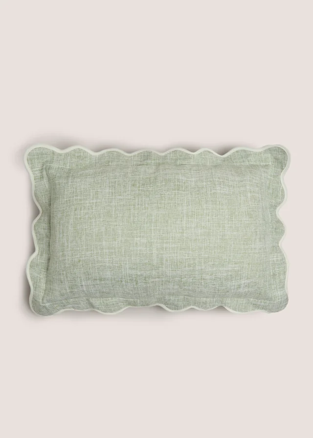 Green Scallop Edge Cushion