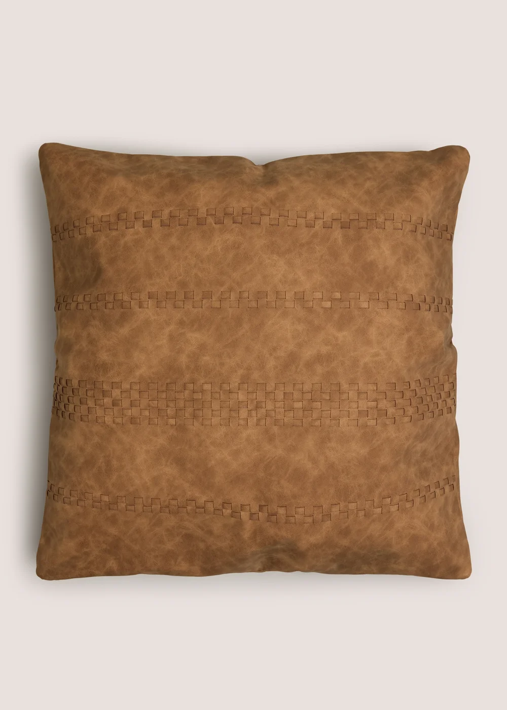 Tan Faux Leather Cushion Image 1