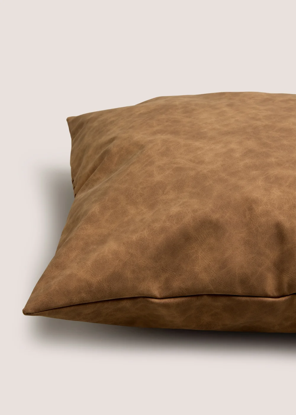 Tan Faux Leather Cushion Image 2
