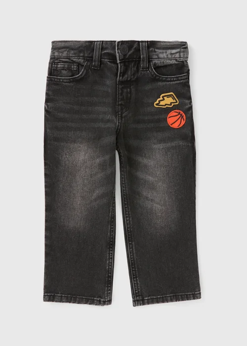 Boys Grey Embroidered Denim Jeans (1-7yrs) - 1 to 1 half years Image 1