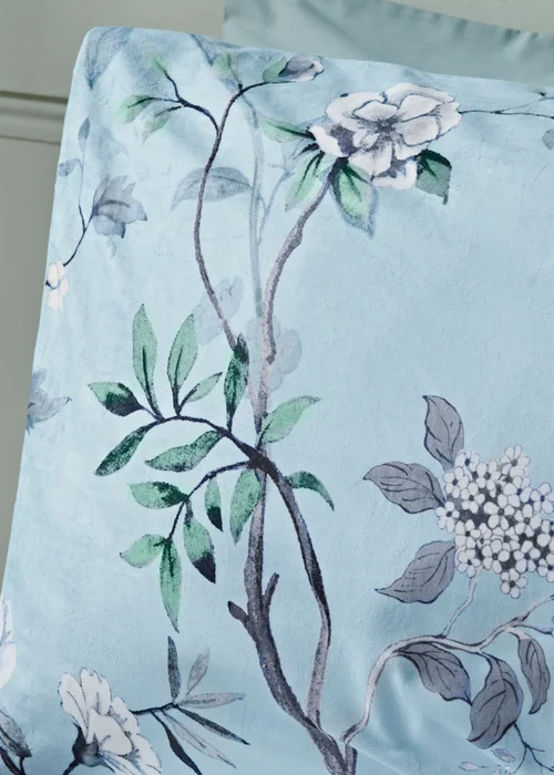 Blue Floral Bird Floral Duvet Set - Double Image 2