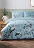 Blue Floral Bird Floral Duvet Set - Double Image 1
