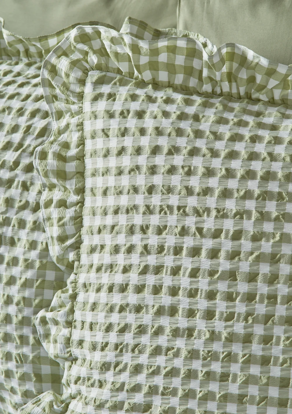 Green Gingham Seersucker Duvet Set - Single Image 2